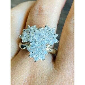 Signed Panetta gold over sterling silver natural white spinel ring size 6.5